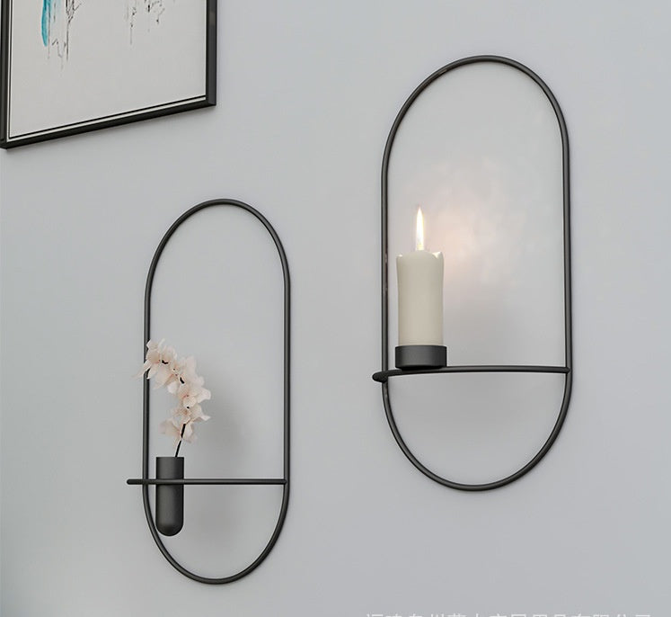 Holder Geometric Round Candlestick Wall Mounted Craft