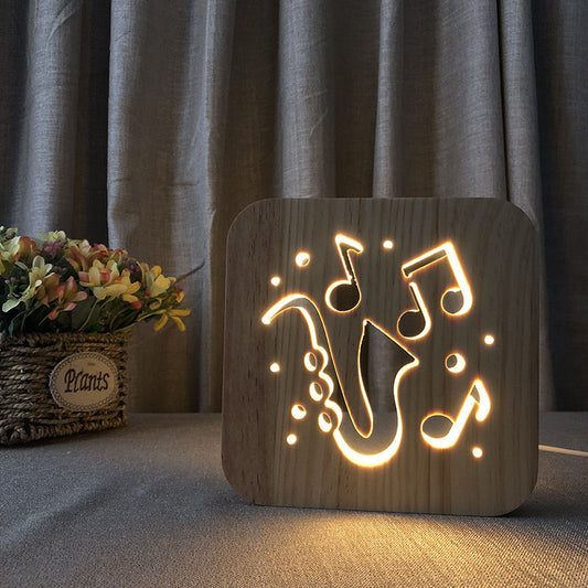 Night Lights Guitar Saxophone Violin Music Note 3D Lamp