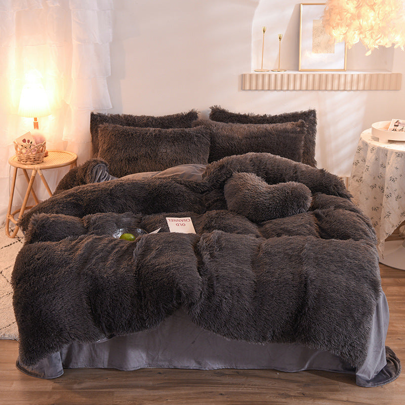 Luxury Thick Fleece Duvet Cover Queen King Winter Warm Bed