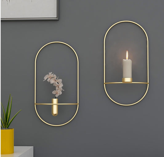 Holder Geometric Round Candlestick Wall Mounted Craft