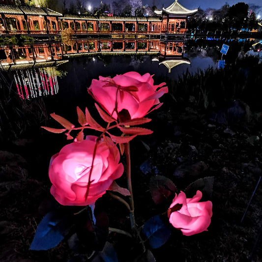 Resin Craft Lotus Tulips Flower LED Solar Light