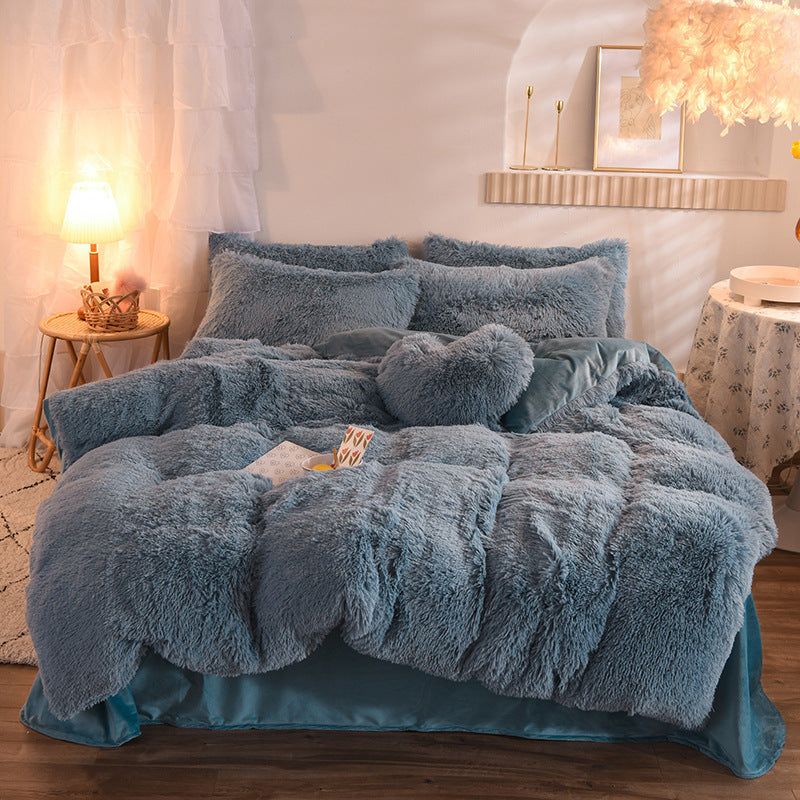Luxury Thick Fleece Duvet Cover Queen King Winter Warm Bed