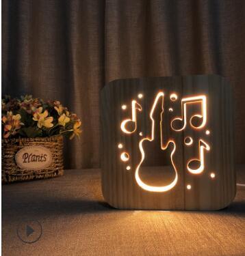 Night Lights Guitar Saxophone Violin Music Note 3D Lamp