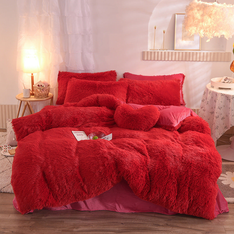 Luxury Thick Fleece Duvet Cover Queen King Winter Warm Bed