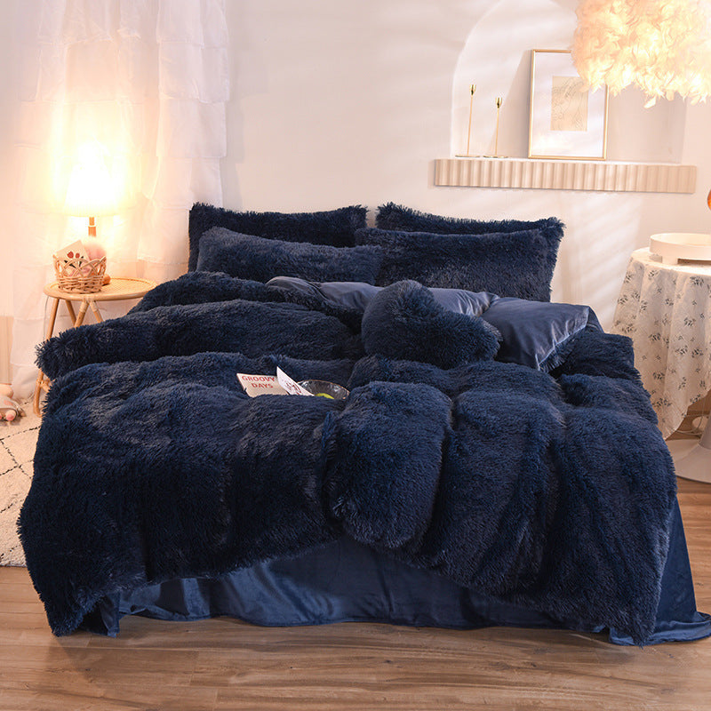 Luxury Thick Fleece Duvet Cover Queen King Winter Warm Bed