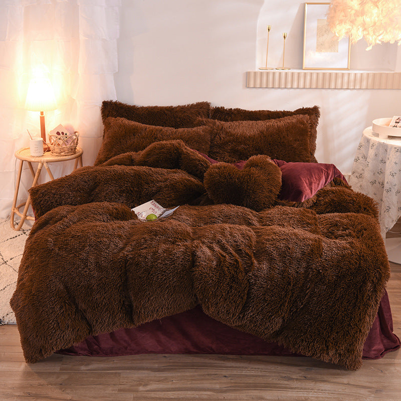 Luxury Thick Fleece Duvet Cover Queen King Winter Warm Bed