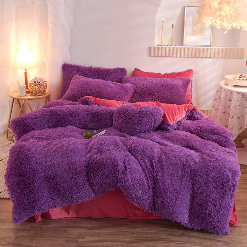 Luxury Thick Fleece Duvet Cover Queen King Winter Warm Bed